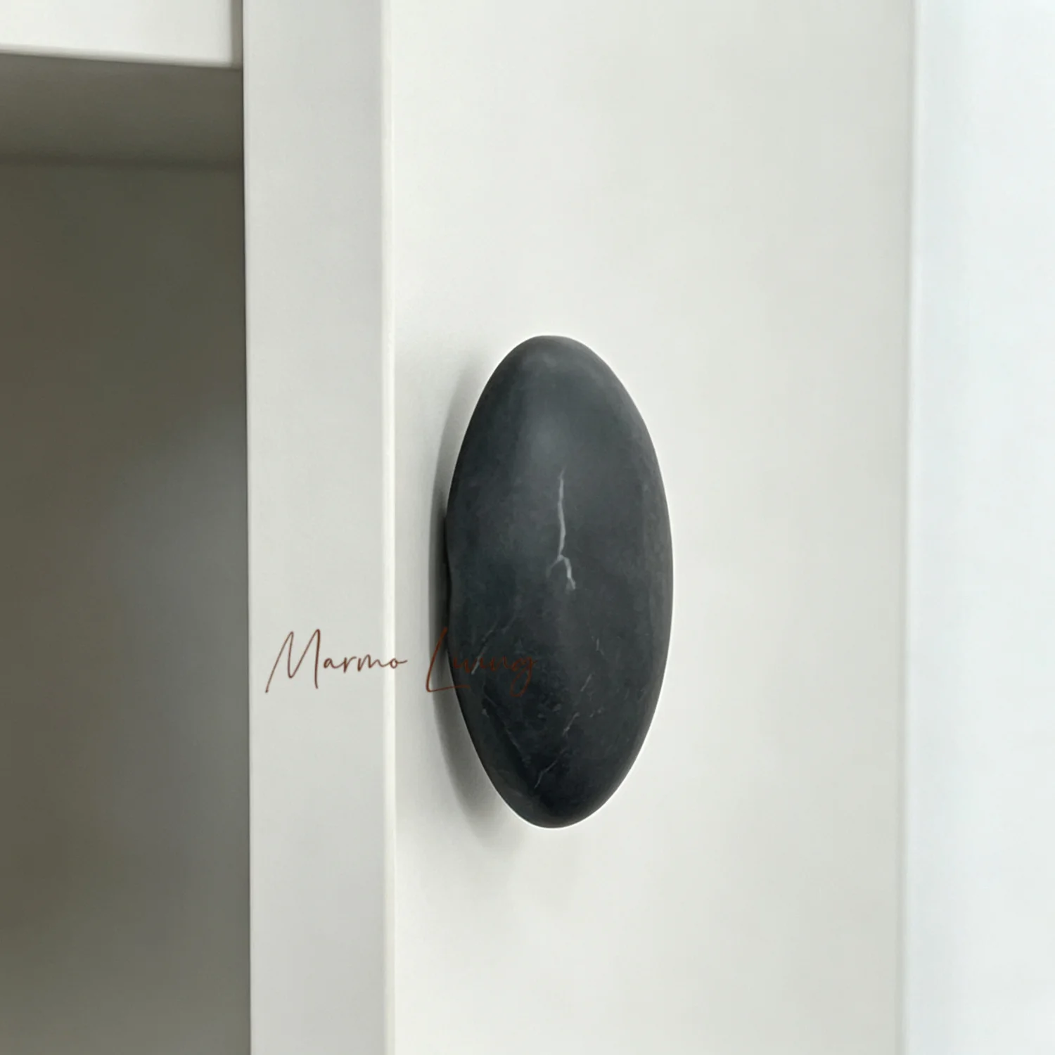 Italian Light Luxury Wardrobe Cabinet Pull Natural Marble Oval Shape Handle Villa Decorative Knob