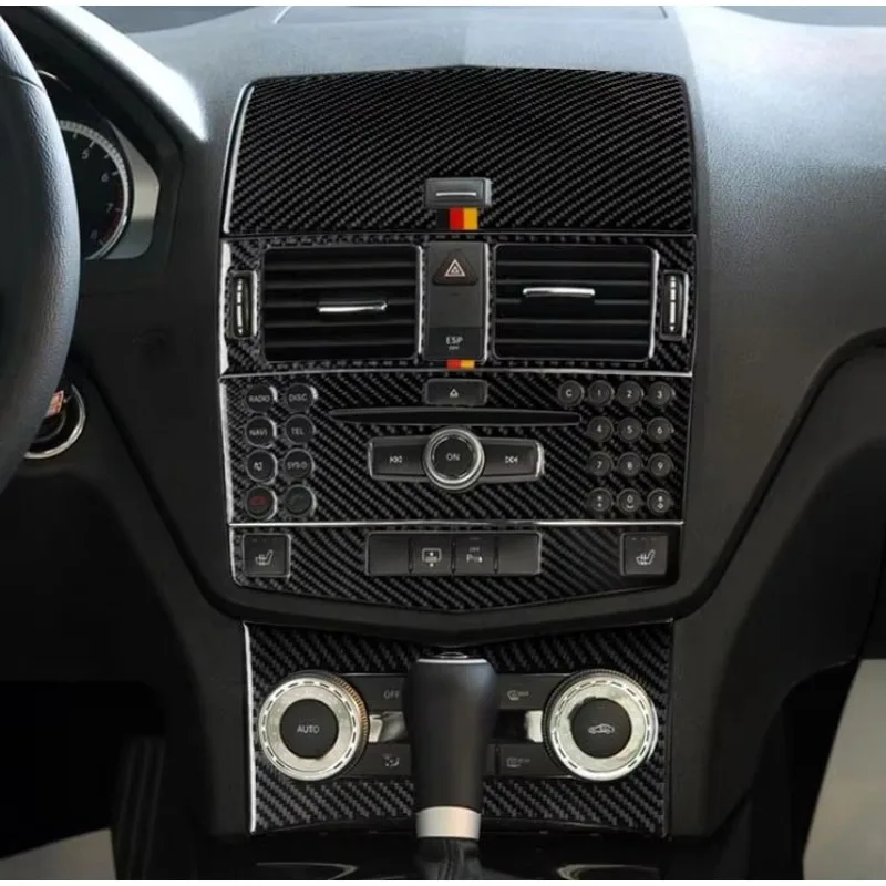 

Углеродное волокно, вентиляционное отверстие, CD, центральная панель управления, крышка, наклейка, внутренний комплект, аксессуар для отделки C Class W204 07-10, автомобильные наклейки