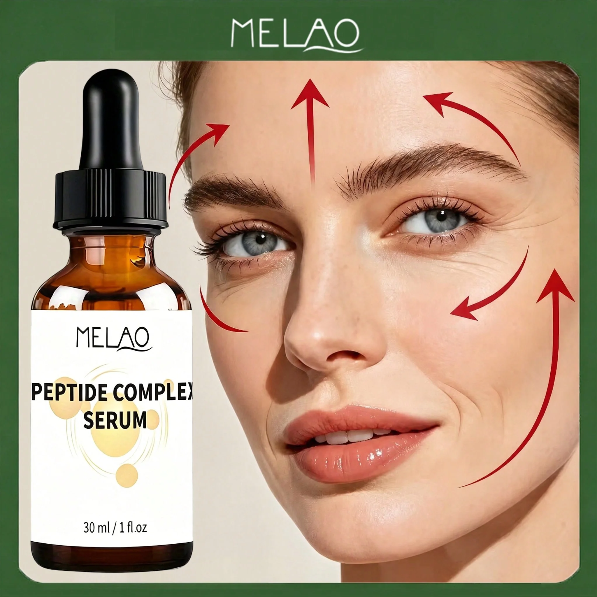 MELAO Peptide Serum for Face - Treatment with Hyaluronic Acid & Niacinamide, Boosts Collagen, Hydrates and Firms Skin