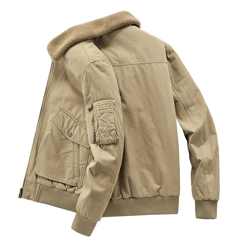 Chaqueta de invierno para hombre, Parka cálida de lana gruesa de algodón lavado Vintage, abrigo de cuello de lana a prueba de viento para trabajo al aire libre, Camping y esquí, nuevo