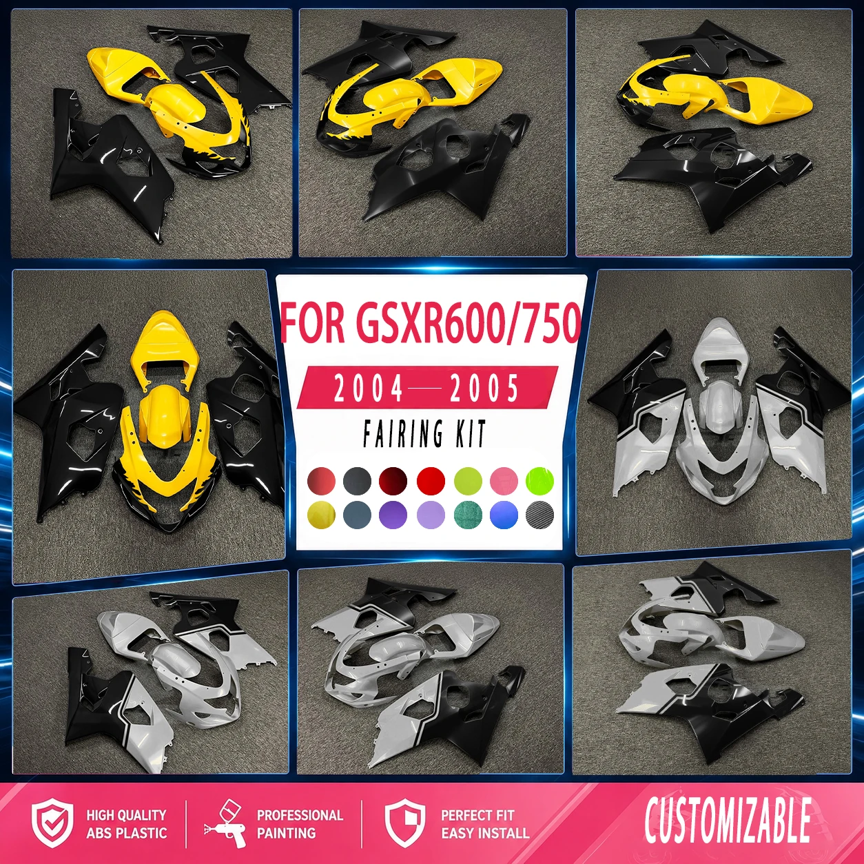 GSXR750 600 2004 2005 Motorcycle Modification Accessories Fairings for GSXR600 750 04 05 Complete Fairing Kit