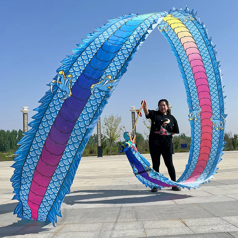 6/8 Meter Dragon Dance With Head Chinese Traditional Square Dance Performance Prop Folk Ribbon Dance Gymnastics New Year Dancing