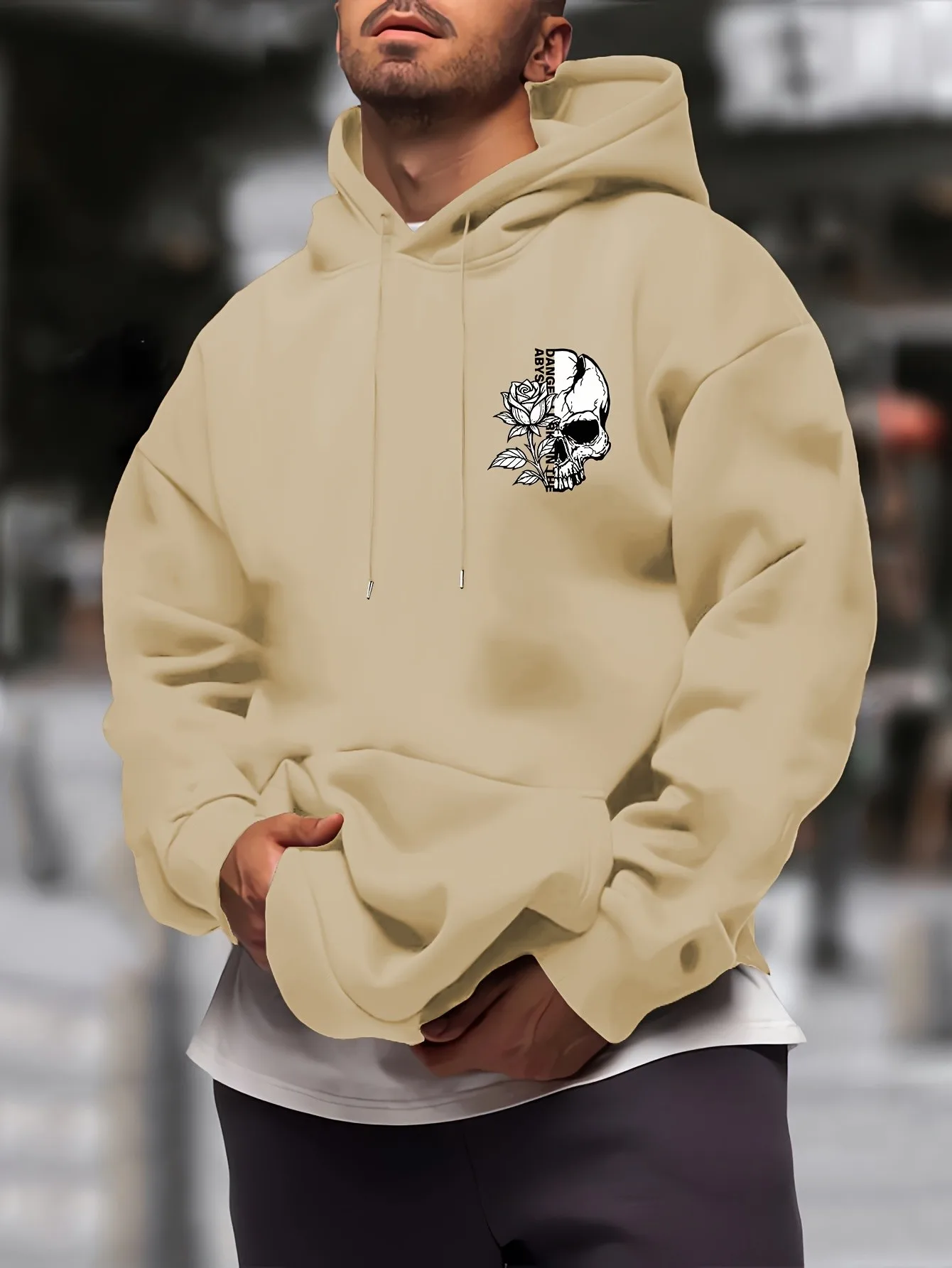 2026 Autumn/Winter New Style Street Casual Simple Fashion Comfortable 3D Skull Pattern Printed Men's Hooded Sweatshirt
