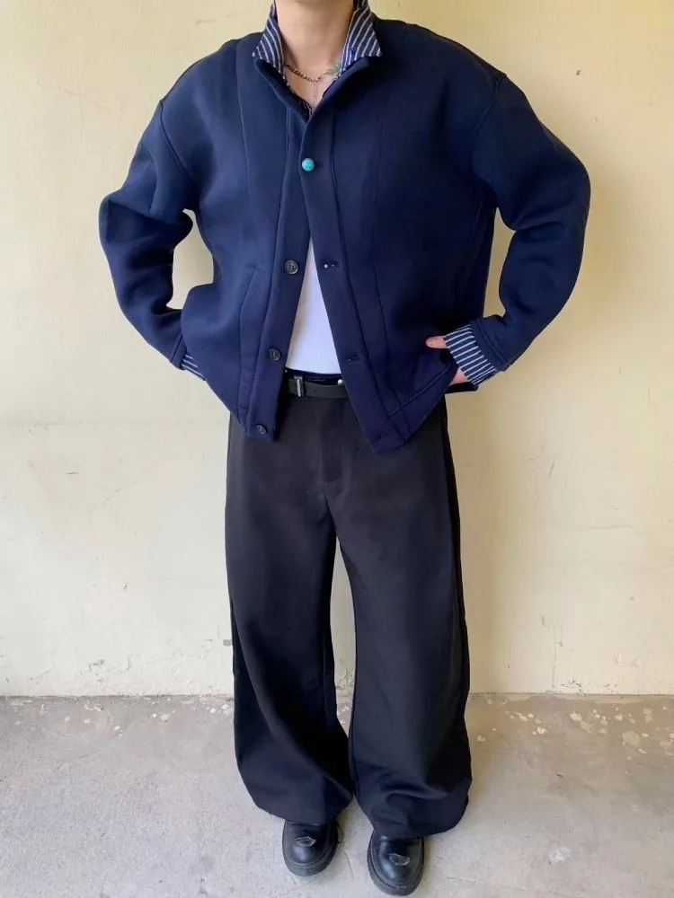 

Американский осенне-зимний джет в стиле ретро, верхняя одежда, простое сочетание пары, лоскутное пальто с воротником-стойкой