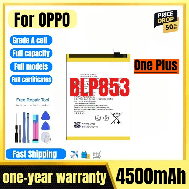 

BLP853 for OPPO One Plus Mobile Phone Battery high quality high capacity battery replacement Bateria Grade A cell with tools