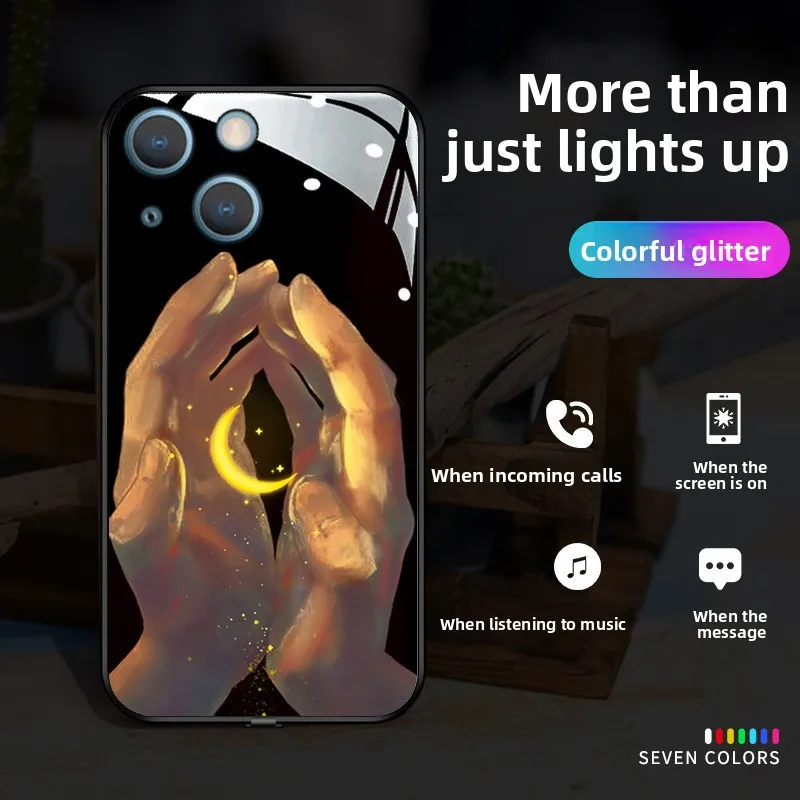 آيفون 11 برو ماكس XR XS ماكس 6 7 8 زائد غطاء حامي مقاوم للصدمات متوهجة النيزك الشاطئ LED دعوة تضيء جراب هاتف