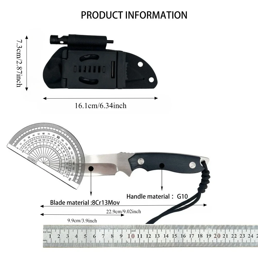 سكين شفرة ثابتة محمول عملي مع غمد K EDC للتخييم في الهواء الطلق والصيد والمغامرة والدفاع في حالات الطوارئ أداة متعددة الوظائف #6
