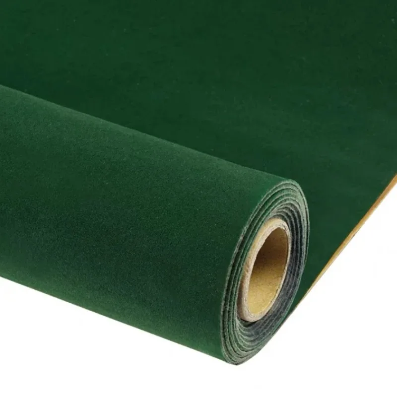 45cm*2M/5M Thick Green Color Self Adhesive Velvet Fabric Sticky Flocking Christmas Fabrics for Wallpaper Car Interior Door Decor