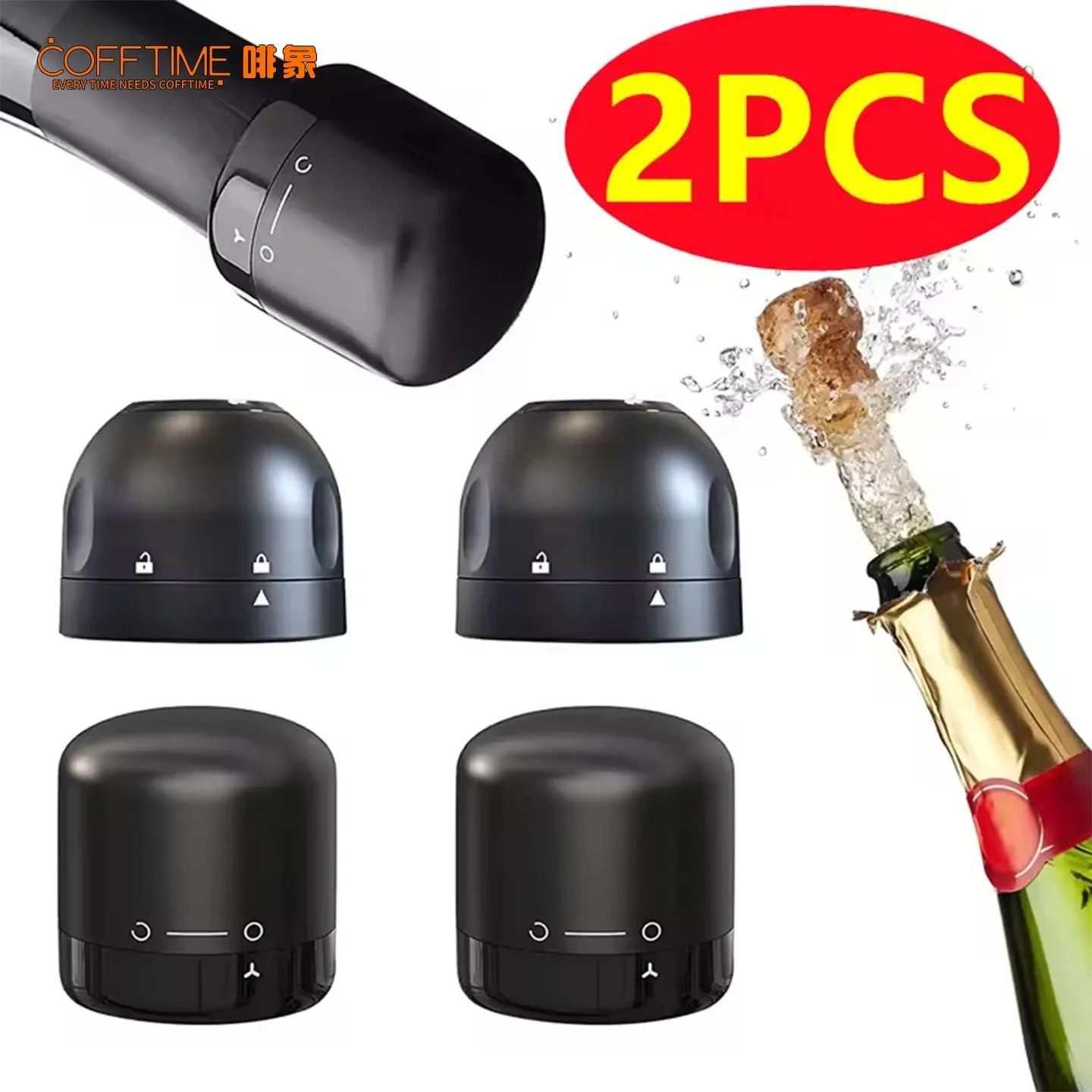 New 2PCS Vacuum Red Wine Bottle Cap Stopper Silicone Sealed Champagne Bottle Stopper Vacuum Retain Freshness Wine Plug Bar Tools