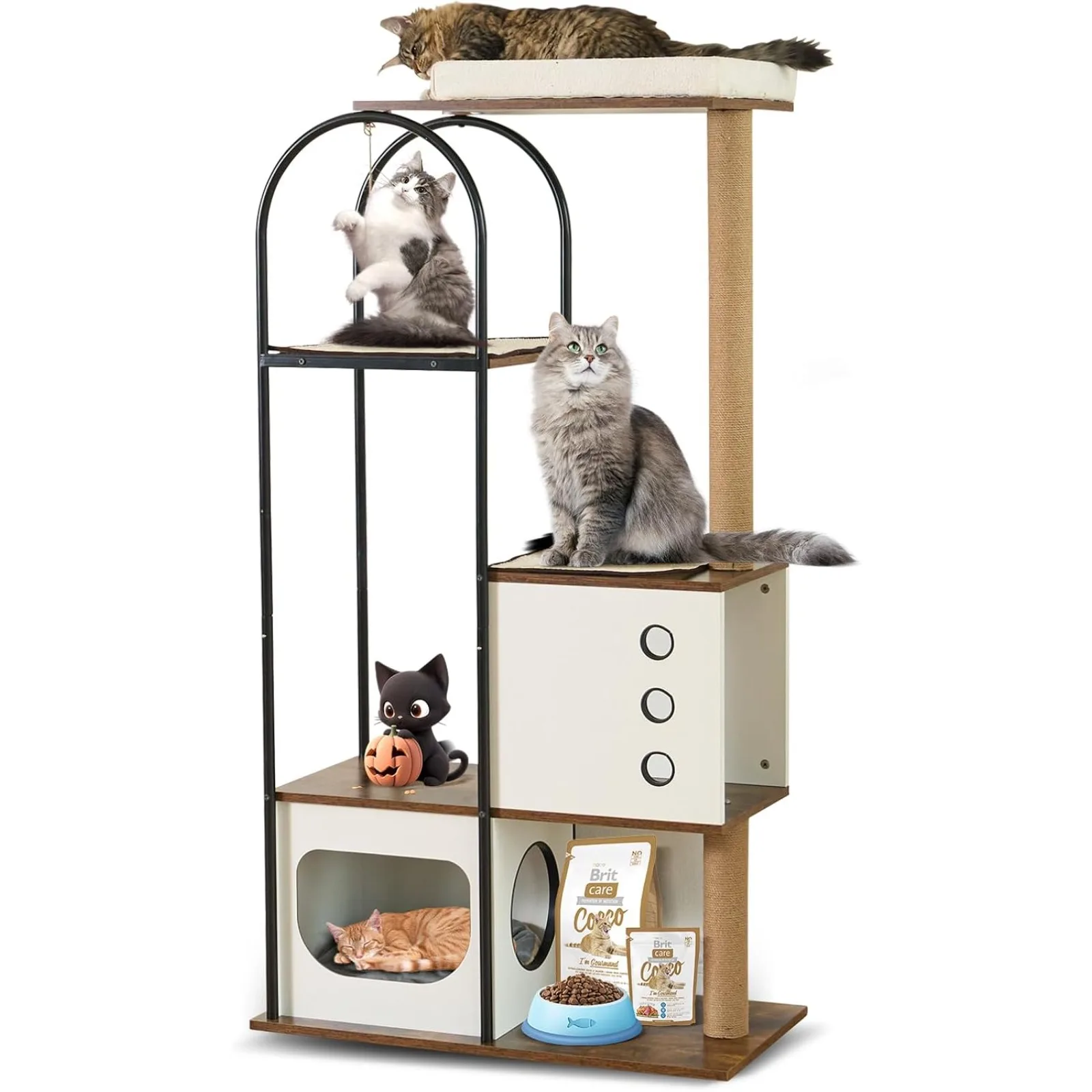 

US Large Cat Tree 59 Inche, Multi-Level Cat Tower Condo for Indoor Cats Furniture Activity Center with Kittens Play House