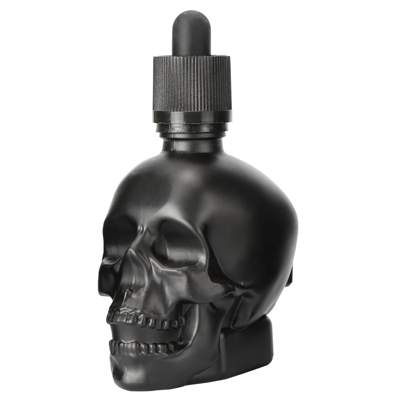 Skull Bottle Bitter Bottle E Liquid Frosted Black Skull Shape Glass Dropper Bottle With Child Proof