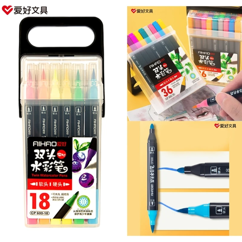 Double-ended Watercolor Pen Sketching Art Marker Drawing Set Watercolor Paint Brush Pen Diary Supplies Stationery