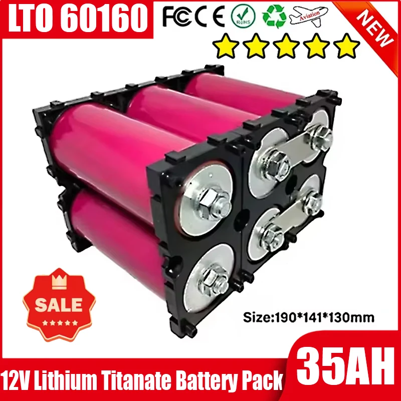 New 60160 6S1P 12V 35Ah Lithium Titanate LTOB Battery 10C Continuous Discharge High Power Suitable for Car Starting Solar Lights