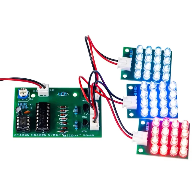 DIY مجموعة ممارسة اللحام الإلكترونية NE555 الأحمر والأبيض والأزرق فلاش LED إنذار ضوء ستروب وحدة إنتاج تصميم عدة #3