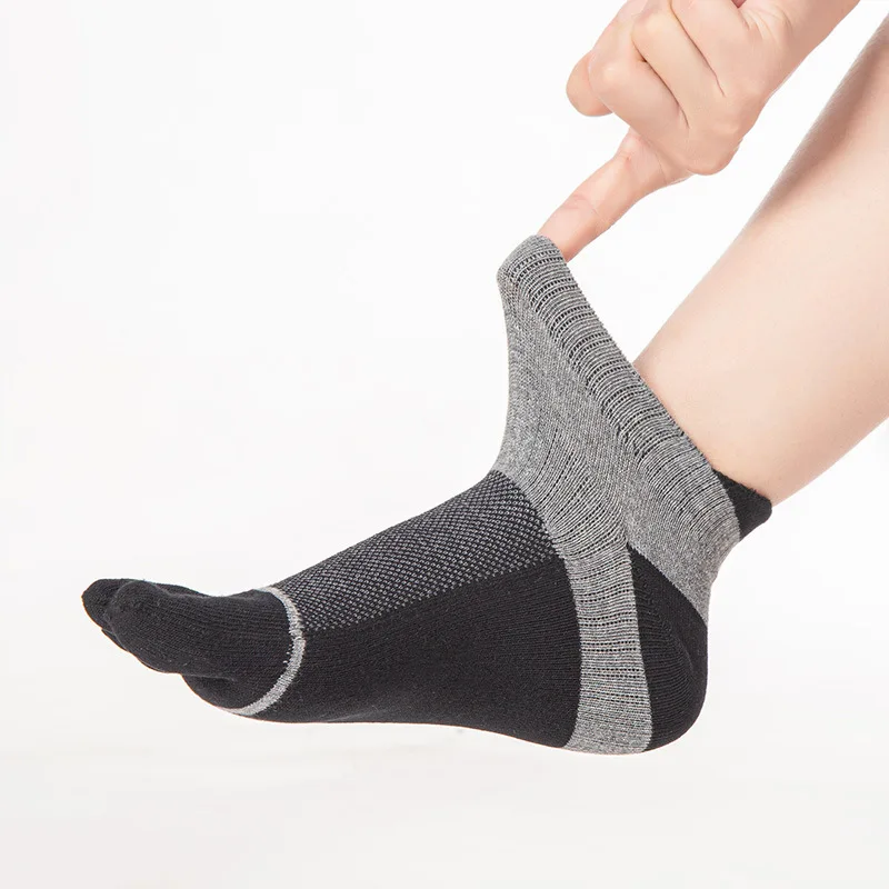 5 pares de calcetines náuticos con punta de algodón para hombre, malla de compresión sólida, transpirables, absorbentes del sudor, deportivos, Fitness, calcetines tobilleros informales de 5 dedos