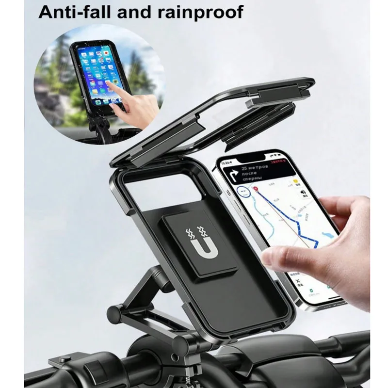 Waterproof Motorcycle Phone Holder - Universal Bicycle GPS 360° Rotating Adjustable - Motorcycle Phone Stand - Suitable for iPho