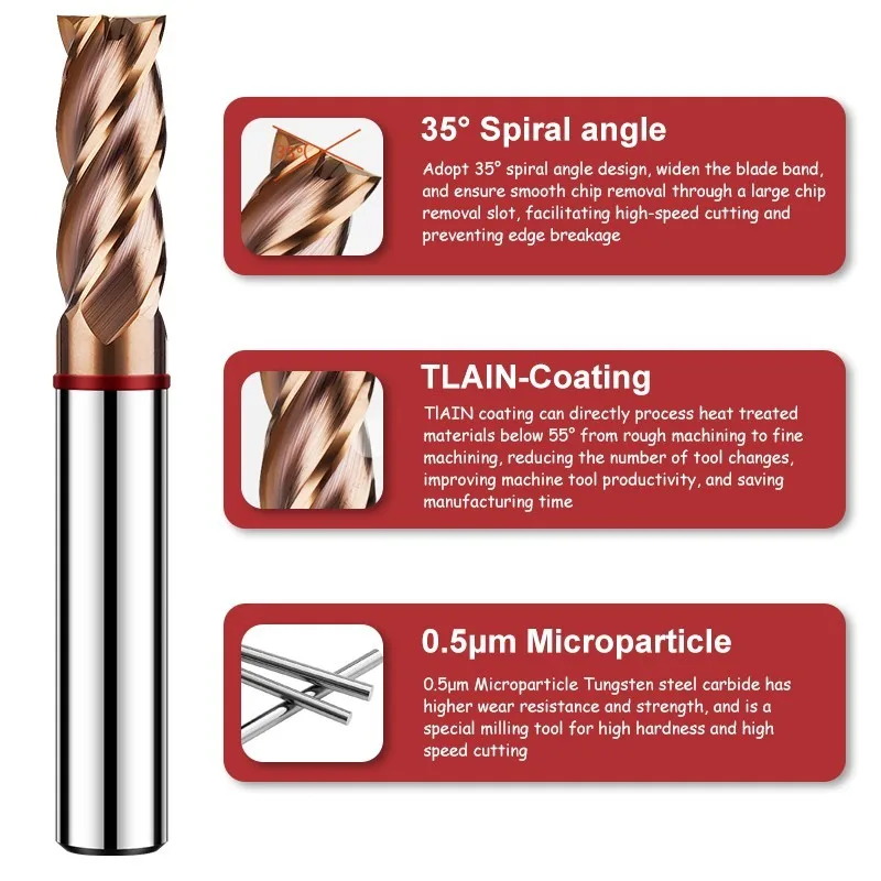 SHAZAM TGR-HRC55 4F document Cercle pio Fin Fraise Tungstène Acier Carbure Alliage Revêtement Fraise CNC Usinage Fraises Outils