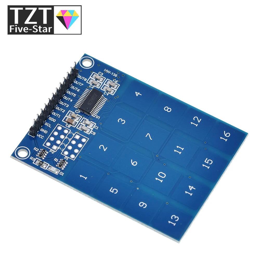 TZT 1/3PCS TTP229 16-Kanal Digitaler Kapazitiver Schalter Berührungssensor-Modul für Arduino – Detail 10