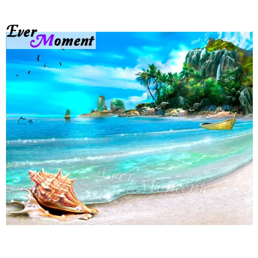 

Приморское украшение в виде ракушки для дома, вышивка крестиком, квадратная алмазная вышивка ручной работы ASF1593