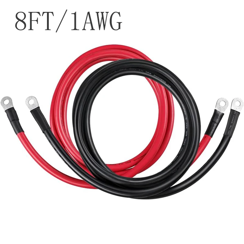 Renogy 5Ft 4/0 AWG /8FT 1AWG Battery Inverter Cables for 3/8 In Lugs