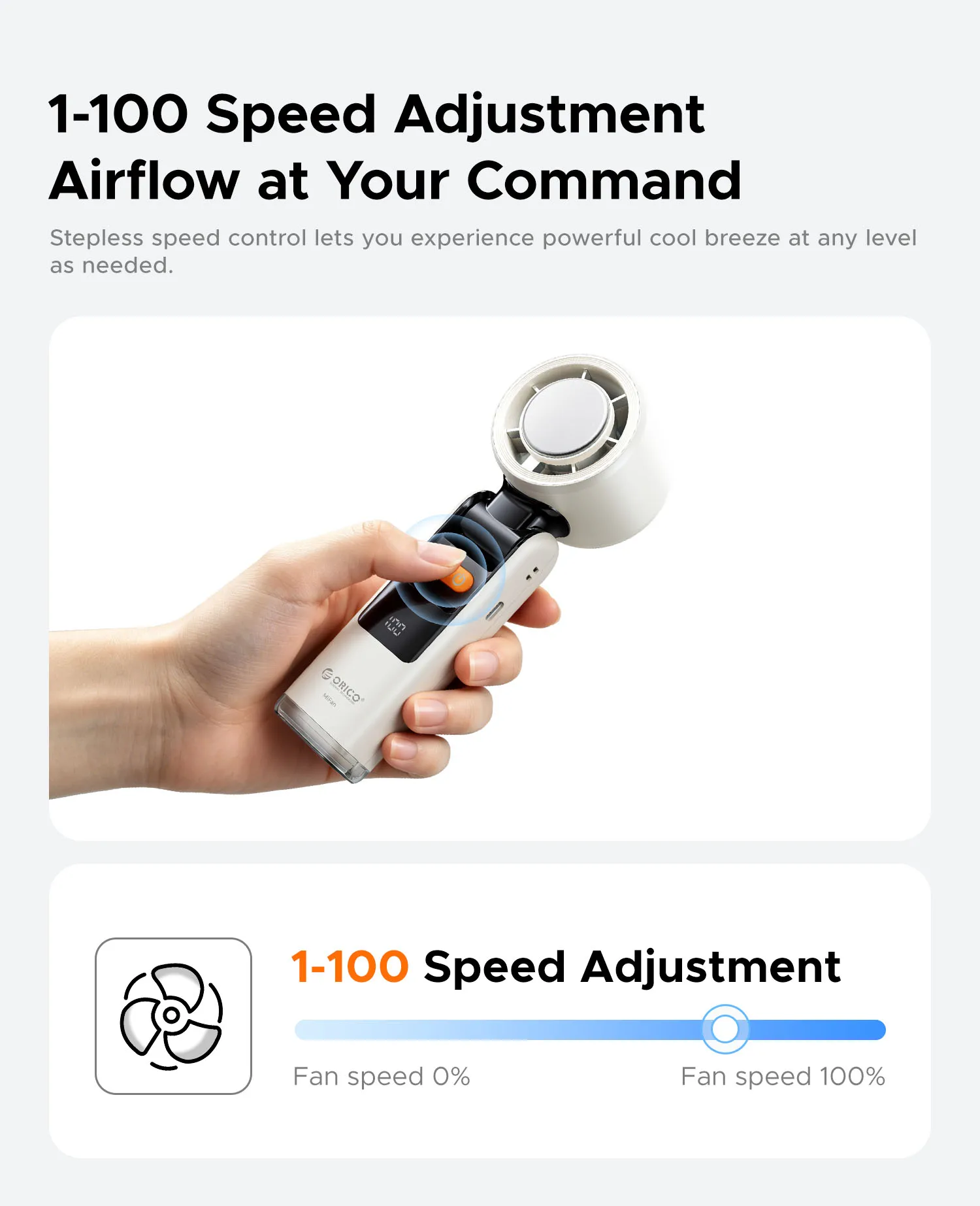 ORICO  Handheld Fan with Ice Compress 180° Foldable 3600mAh Rechargeable Portable Fan for Commute Beach Office