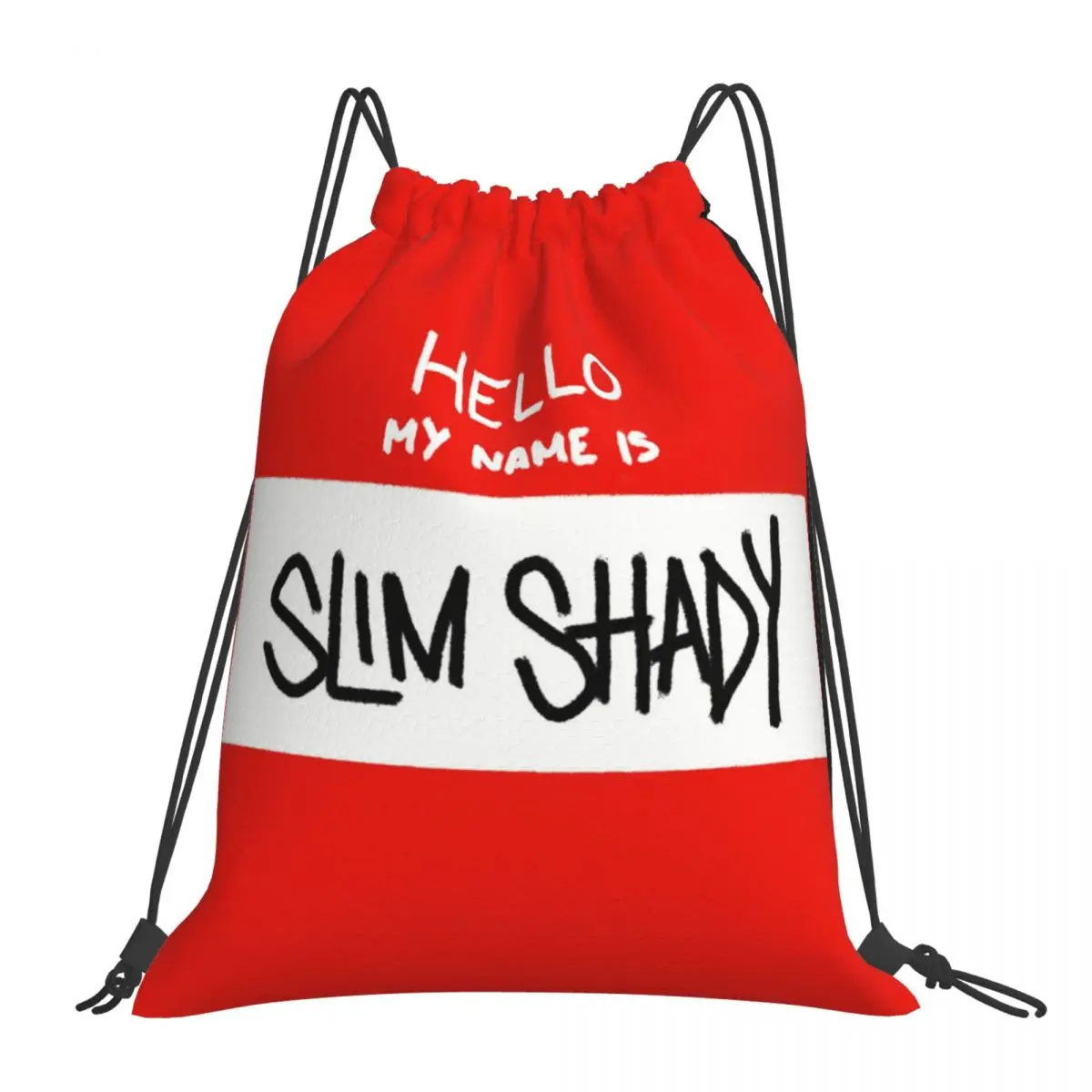 Hello My Name Is Slim Shady Eminem Backpacks Drawstring Bags Drawstring Bundle Pocket Sports Bag Book Bags For Man Woman School