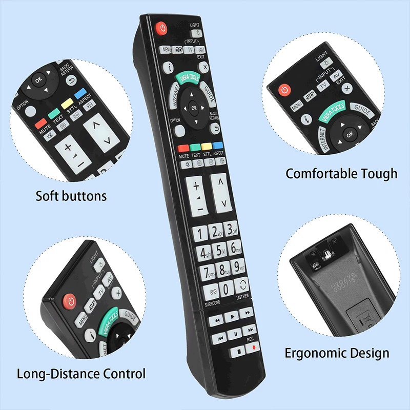 N2QAYB000715 Remote Control For Panasonic Viera TV TX-LR42DT50 TX-LR47DT50 TX-LR47WT50 TX-LR55WT50 TX-L42ET50E TX-L42ET50B