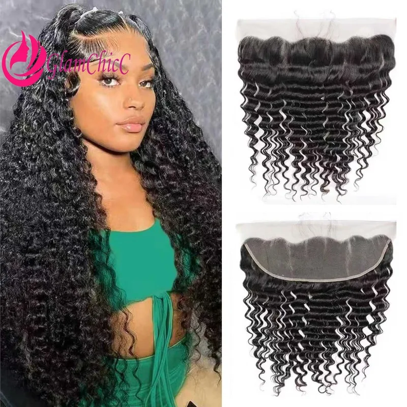 

Премиум 13x4 Кружевные фронтальные человеческие волосы Глубокая волна от уха до уха Кружевная застежка Предварительно выщипанные бразильские наращивание волос девственницы для женщин