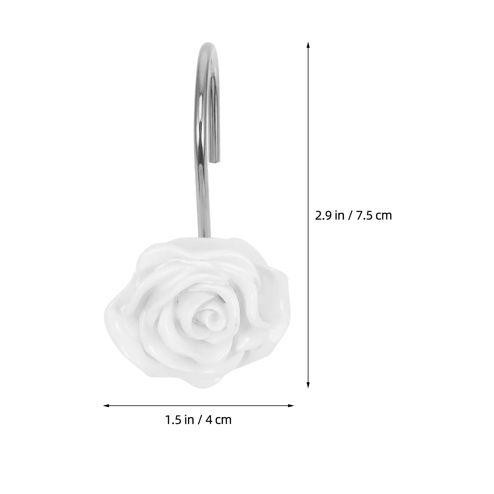 12Pcs Floral Rose Design Shower Curtain Hooks Sturdy Resin Material Load Bearing Easy Install Remove Bathroom Shower Hooks