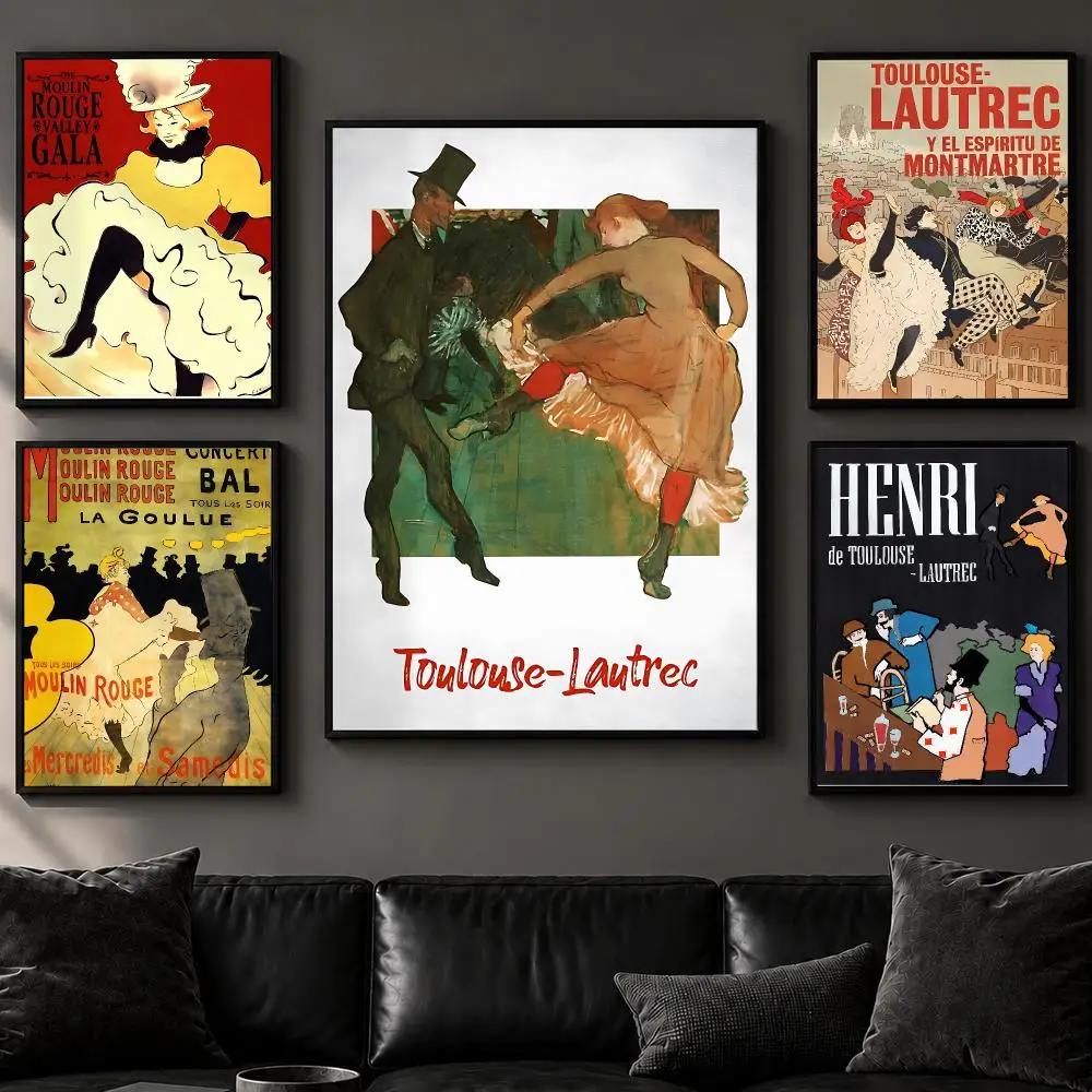 Artist H-Henri de Toulouse-LautrecS Poster Art  Self-Adhesive No Glue Residue Wall Decor for Bedroom Living Room