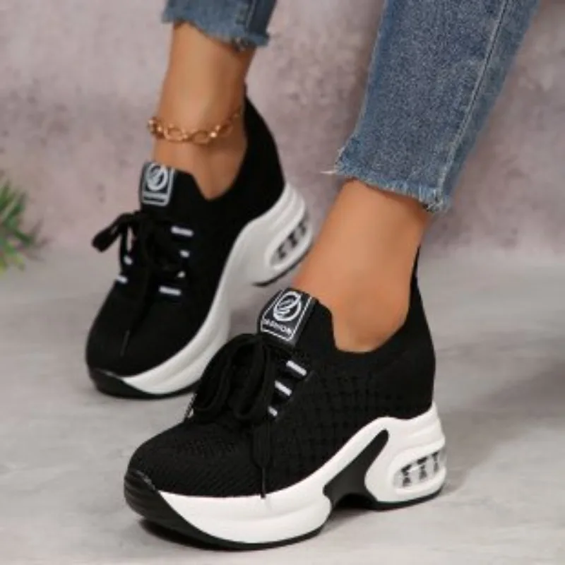 Women's Sneakers Fashion Wedge Platform Shoes Outdoor Casual Running Shoes Breathable Platform Vulcanized Shoes Zapatillas Mujer