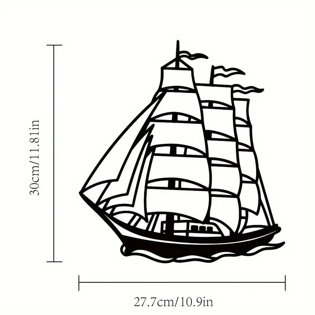 CIFBUY Wrought Iron Wall Art Nautical Ship Metal Sign Vintage Boat Decor Sailing Theme Hanging Plaque Gift Home Decoration