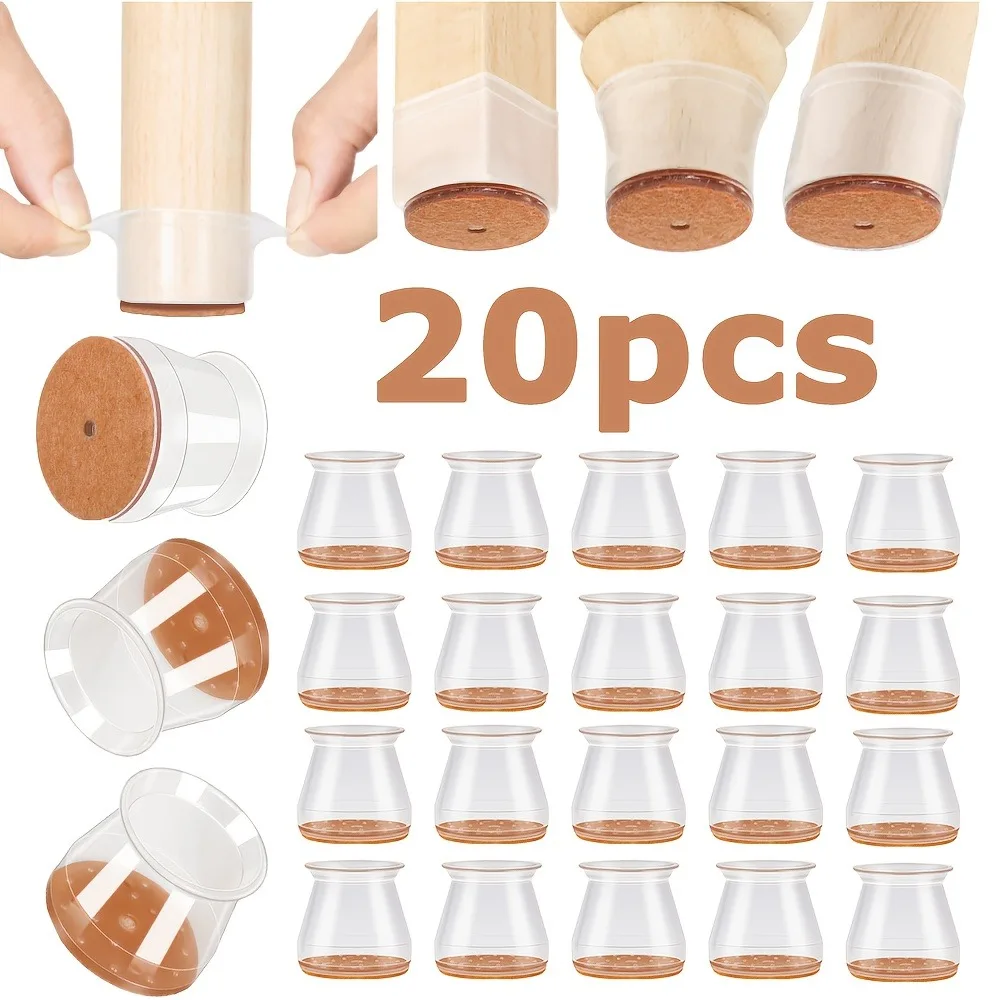 20-pcs Chair Leg Caps Silicone Feet Protector Pads Furniture Table Covers Socks Plugs Cover Furniture Leveling Feet Home Decor