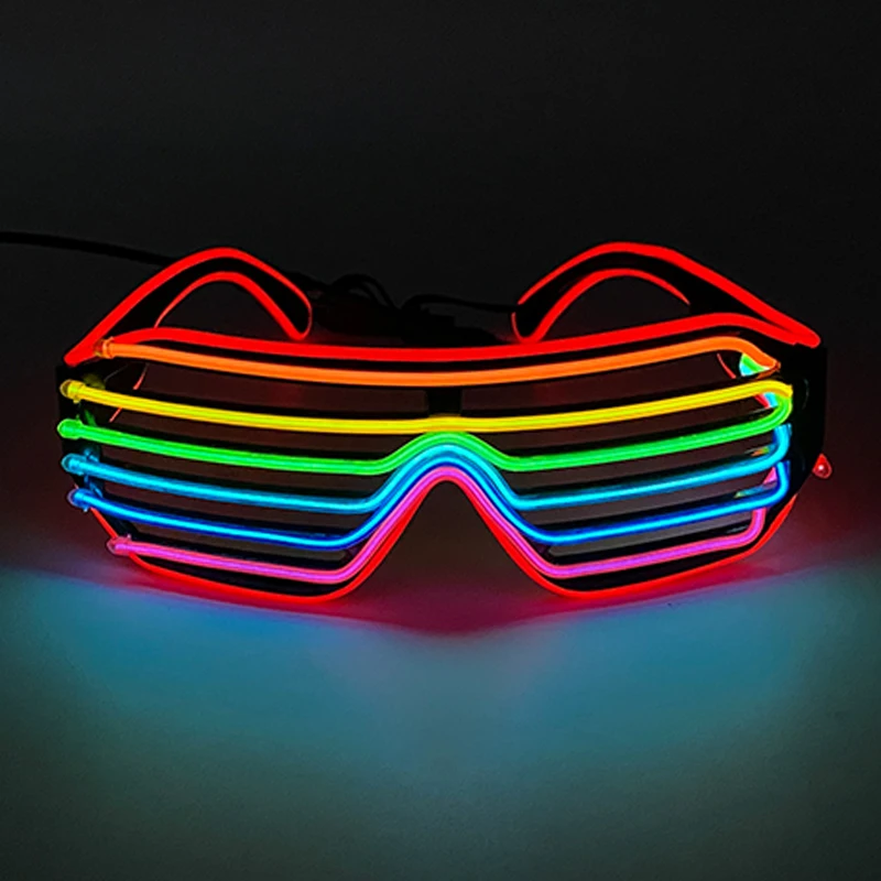 Glowing Seven Colors Glasses Halloween Carnival Dance Party Decorate Performance Props Flashing Glowing Rainbow Glasses