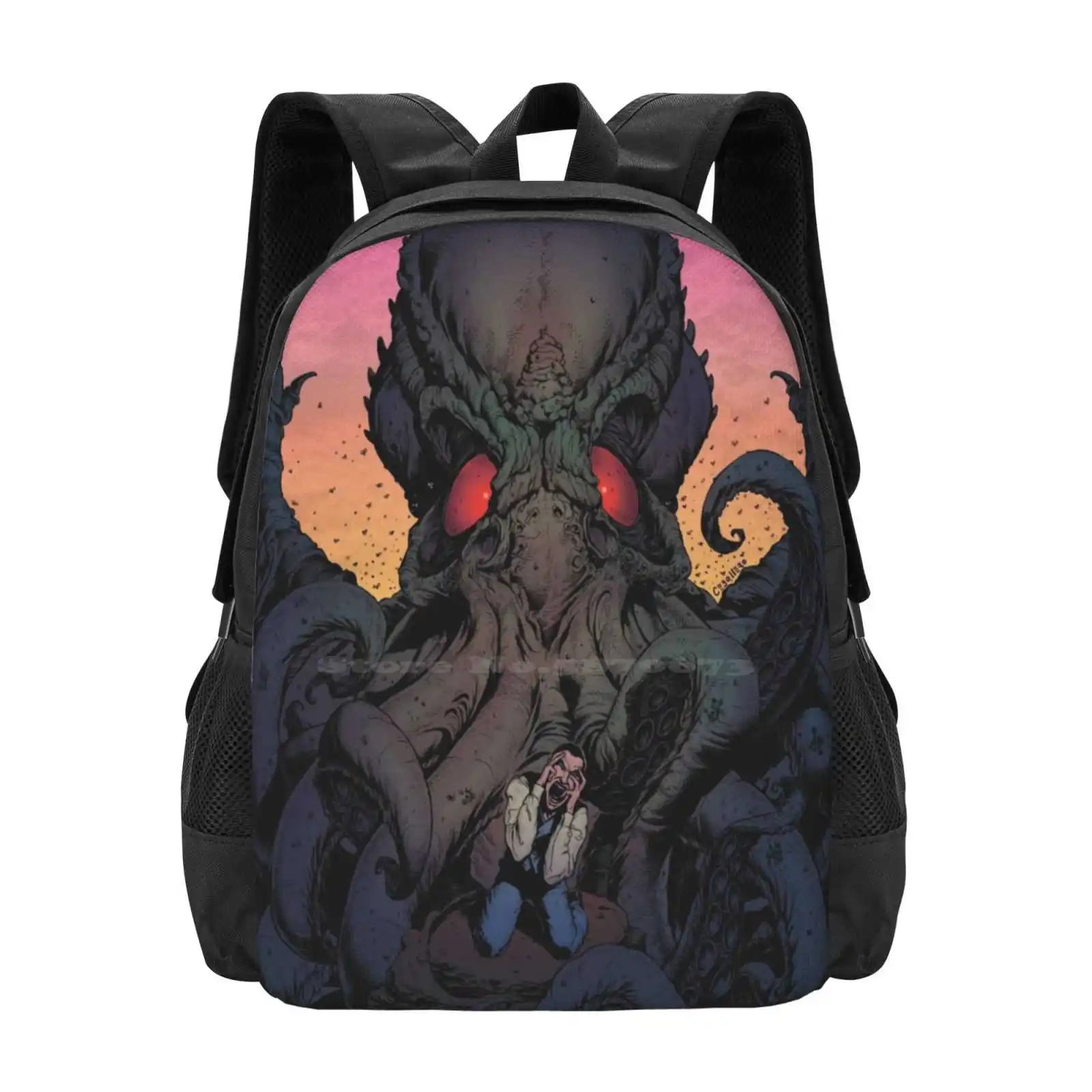 The Eternal Cthulhu Teen College Student Backpack Pattern Design Bags Cthulhu Hplovecraft Horror Monsters Johncebollero Tattoos