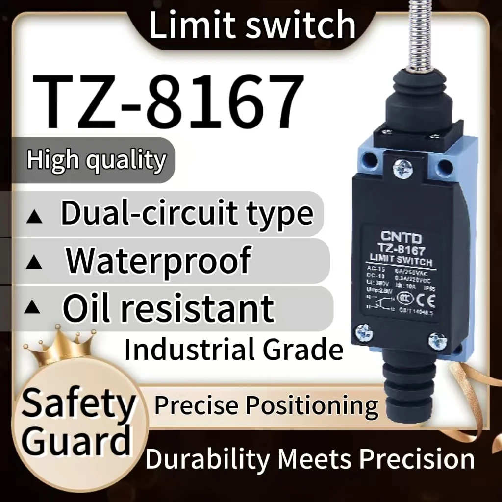 CNTD TZ-8167 Limit Switch IP65 Waterproof Oilproof1NO/1NC Snap Action Zinc Alloy High Durability CE TUV Certified Industrial Use