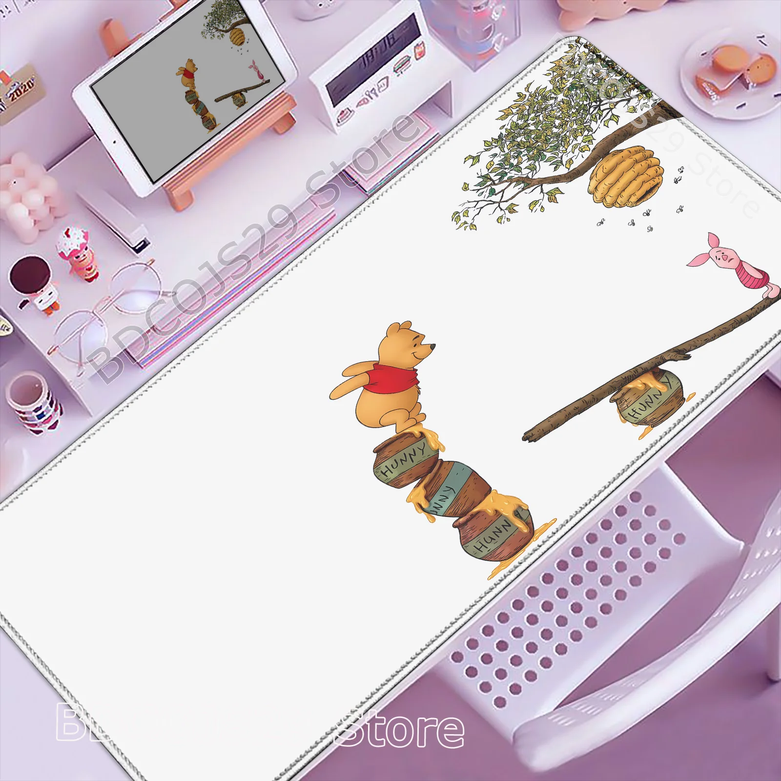 New Kawaii HD Printing Winnie The Pooh Mouse Pad Computer Desk Mat Keyboard Mat Office Anime Gaming Table Mats 900x400 Mousepad