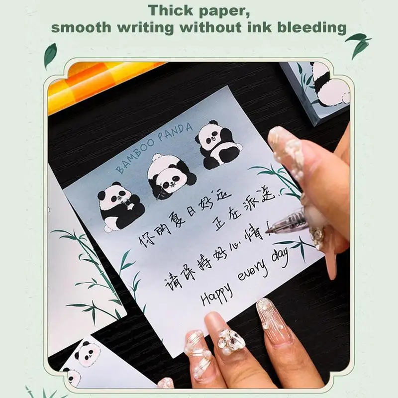 50 Pcs Removable Pandas Sticky Notes Cute Cartoon Pandas Self-Stick Notes Pads Animal Divider Tabs Bundle Writing Memo Pads