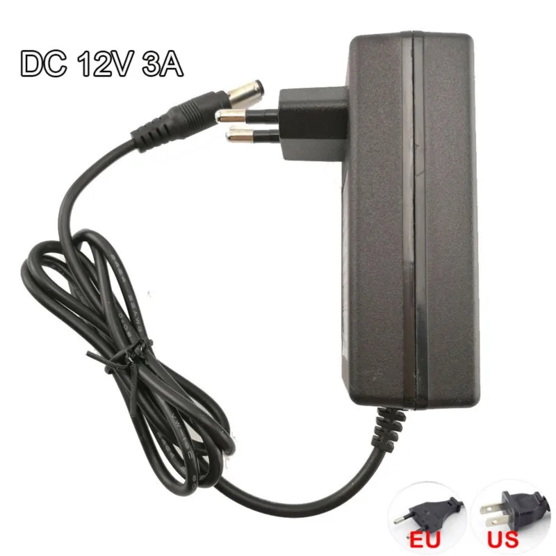 1/2/5pcs 12V 3A Converter Charger AC 100V-240V DC Adapter Camera Power Supply 5.5*2.5mm US EU Plug for CCTV LED Strip Lamp B5