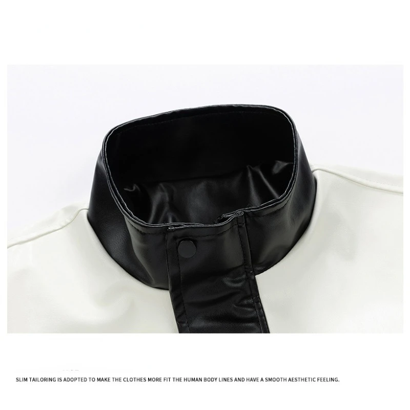 American PU Leather Coat Men's Coat Spring and Autumn New Stand Collar Color Leather Jacket Men