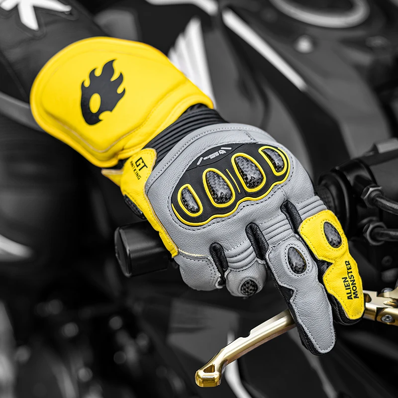 ALIEN MONSTER CE Auto Racing Gloves Carbon Fiber Racing Grade Protection Red Motorcycle Racing Gloves