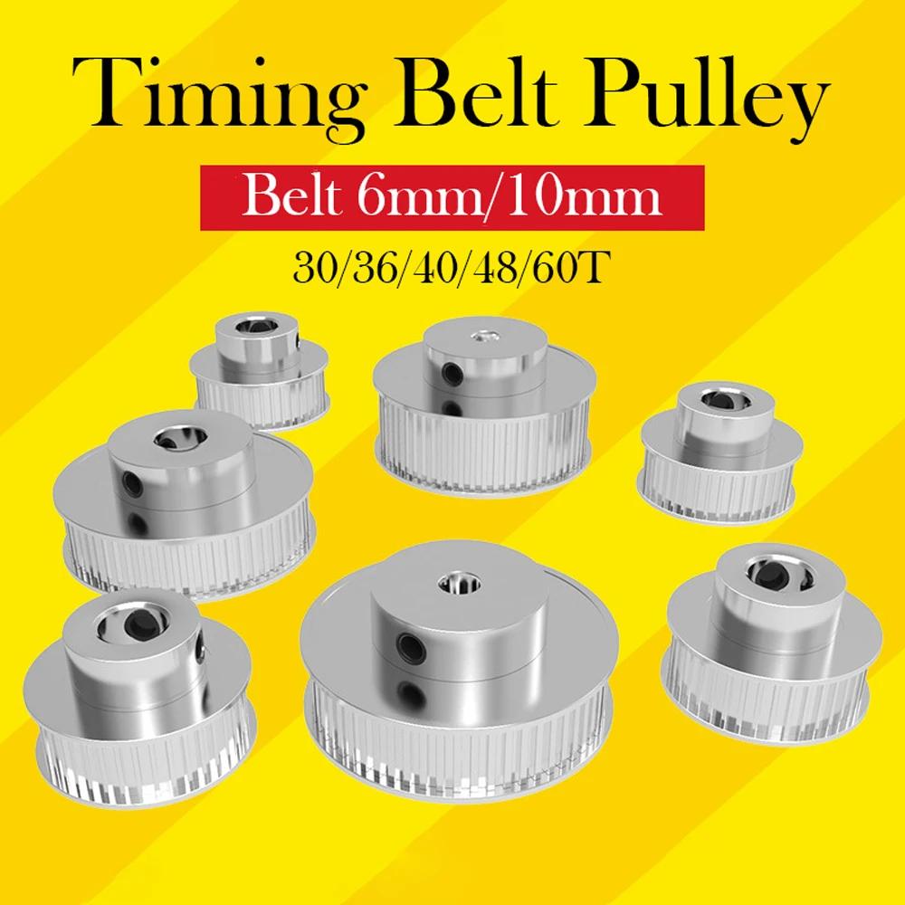 3D Printer GT2 Belt Pulley 2GT Synchronous Wheel 30T 36T 40T 48T 60T Toothed Belt Width 6/10mm Aperture 5/6/8/10mm