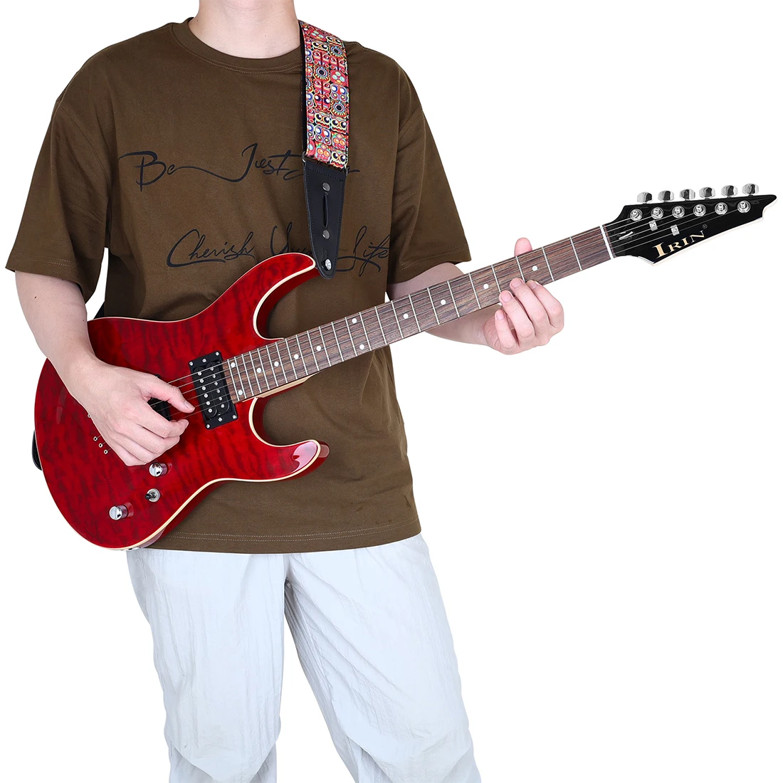 IRIN-Kit rojo para guitarra eléctrica, tecnología, diapasón de madera, perspectivas, sonido melodioso elegante para guitarra principiante, el mejor regalo
