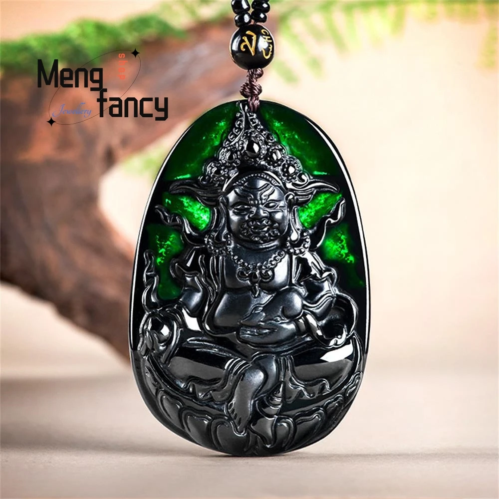 

High-grade Fine Jewelry Charms Natural A-goods Jadeite Mercurial Yellow God Of Fortune Jade Pendant Mascots Luxury Holiday Gifts