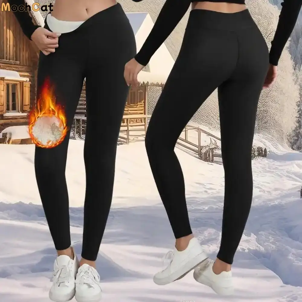 

Comfortable High Waist Fleece Leggings Prevent Cold Elastic Velvet Tights Slim Thicken Warm Yoga Pilates Pants Cold Weather
