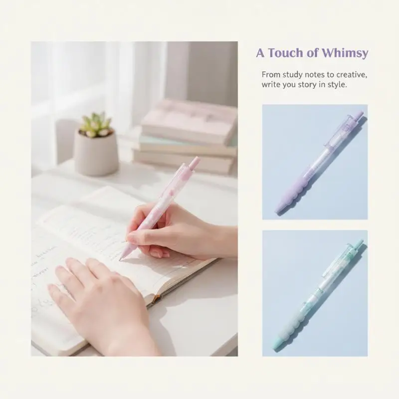 4Pcs Kawaii Quick Dry Gel Pens 0.5mm Fine Point No Smear Smooth Writing for School Office Gift Stationery Supplies