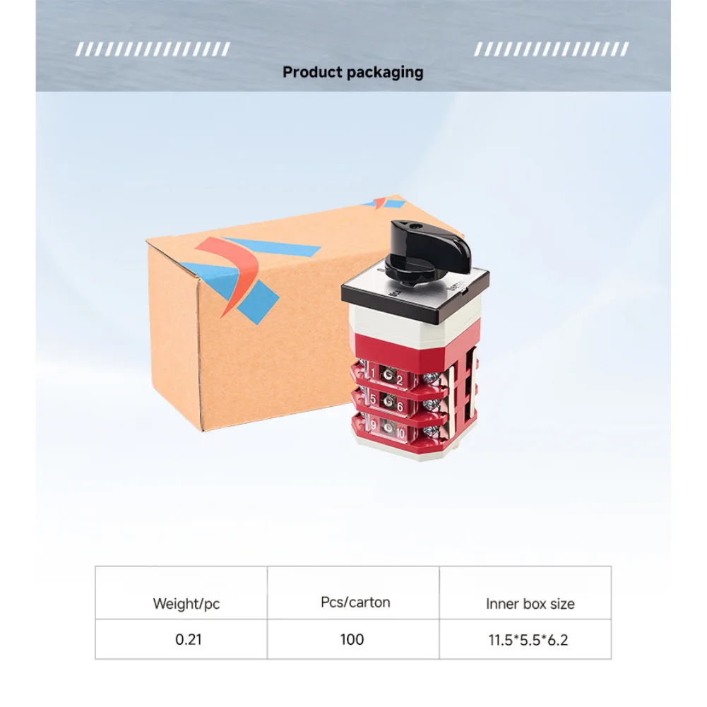Industrial Grade 3-Phase Changeover Switch LW12 16/YH3.3 16A with Neutral Position No Neutral Wire for Machinery