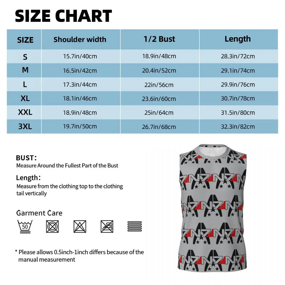 Mass Effect N7 Alliance Men Printed Sleeveless T-shirt Casual Hip Hop Street Style Beach Holiday Tank Tops