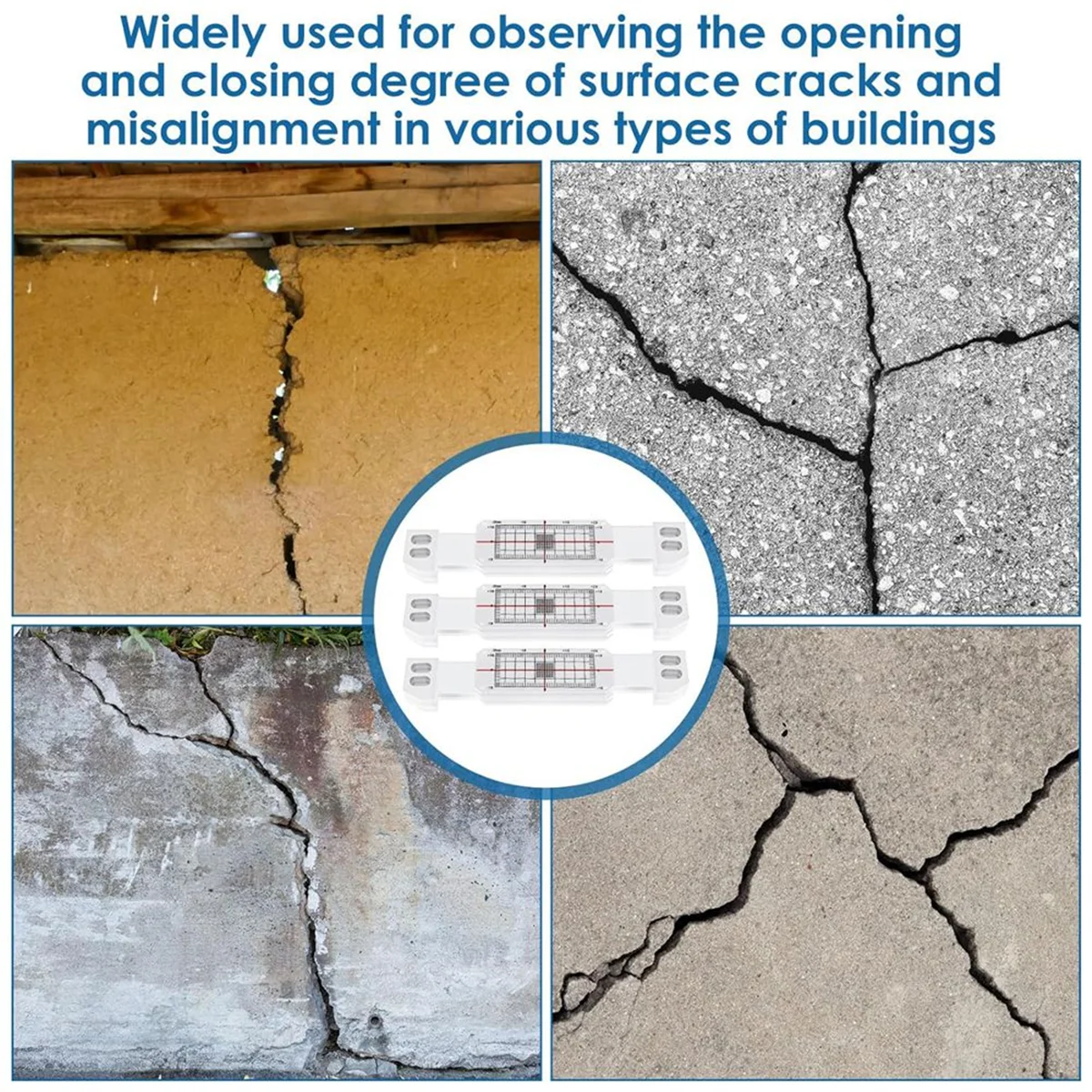 3 Pcs Crack Monitoring Record, Acrylic Corner Tell-Tale Monitor,Tell-Tale Crack Monitoring Device,Measuring Instrument