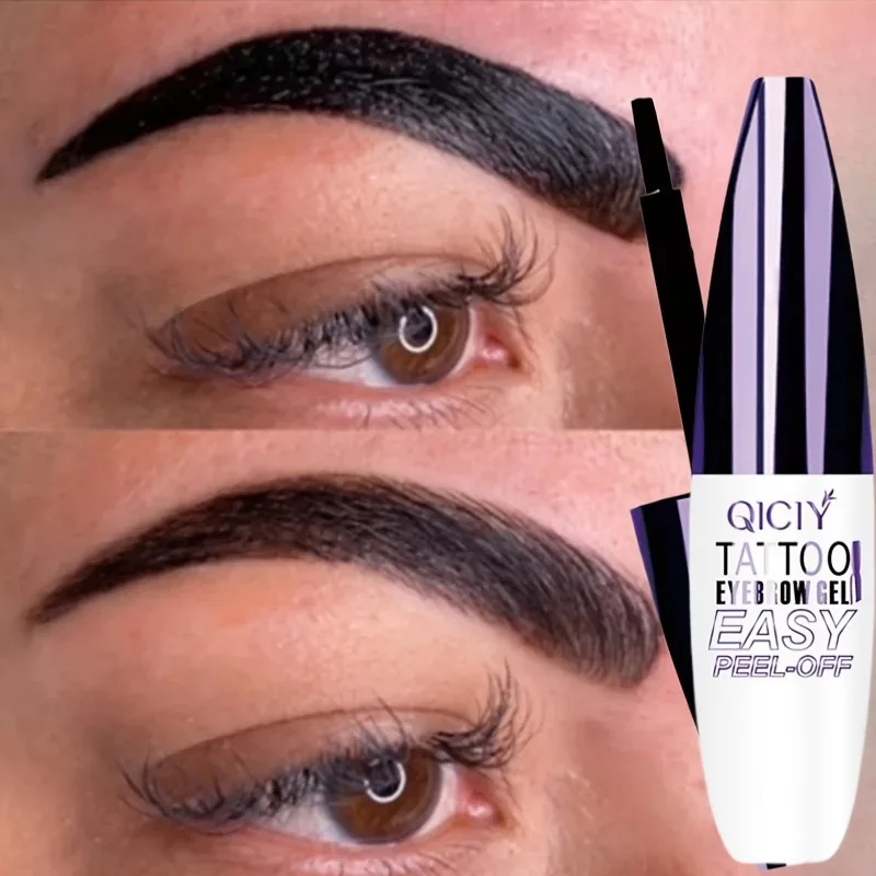 TATTOO EYEBROW GEL, Black Brown Peel-Off Eyebrow Enhancer, Waterproof, Long-Lasting Brow Dye, Natural Brown Tattoo